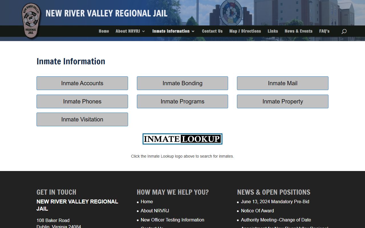 Floyd County inmate population NRVRJ inmate information hub